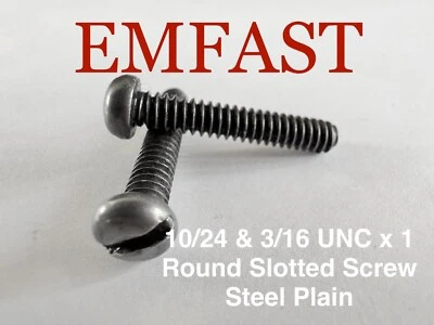 EMFAST 10/24 or 3/16 UNC x 1 round slotted machine screw steel slot bolts dome head