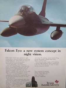 11/1988 PUB TEXAS INSTRUMENTS FALCON EYE F-16 NIGHT VISION SYSTEM FLIR AD - Bild 1 von 1