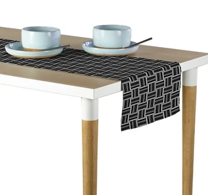 Black & White Basket Weave Table Runners - 12"x72" or 14"x108" - Picture 1 of 1