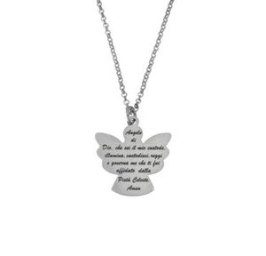 Collana con pendente angelo di dio 2,5cm argento puro 925 preghiera - Foto 1 di 1