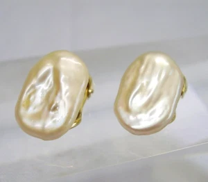 Unique ÖRKLÄMMER Keshi Pearl Clip-On Earrings 585 18K Yellow Gold PERFECT GIFT - Picture 1 of 4