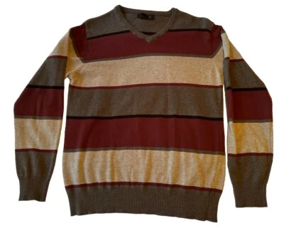 Vintage 90s Structure Sweater Men’s Size S Grey, Burgundy, Black Cotton Preppy - Image 1 of 4