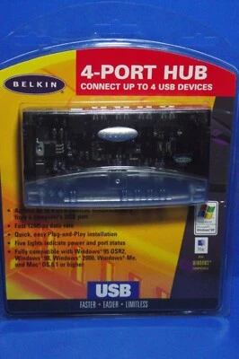 BELKIN 4 PORT USB HUB NEW FACTORY SEALED BIN 1 - Image 1 of 4