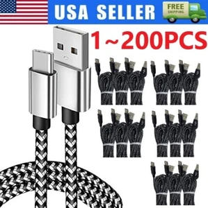 Braided USB C Type-C Fast Charging Data SYNC Charger Cable Cord 3/6/10FT Lot - Picture 1 of 10