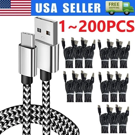 Braided USB C Type-C Fast Charging Data SYNC Charger Cable Cord 3/6/10FT Lot - Image 1 of 4