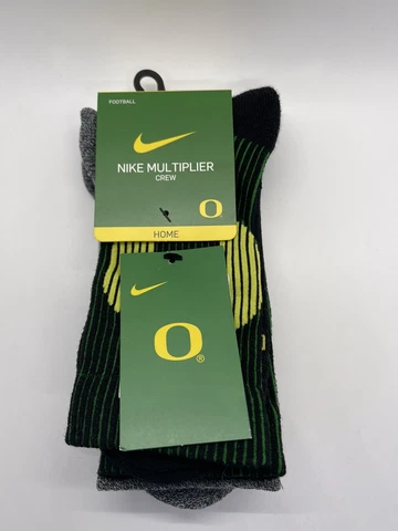 NIKE OREGON DUCKS SOCKS 2-PACK L 8-12 MULTIPLIER CREW NWT FOOTBALL Cover