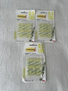 Command gelbe Mini Haken 0,5 Pfund 6 Haken 8 Streifen jede Packung Menge 3 beschädigte Box - Bild 1 von 3