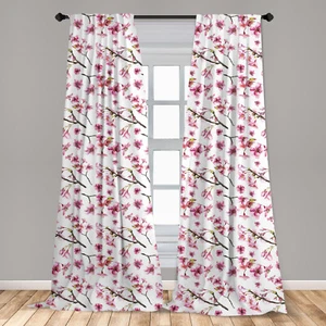 Cherry Blossom Microfiber Curtain 2 Panel Set for Living Room Bedroom in 3 Sizes - Picture 1 of 2