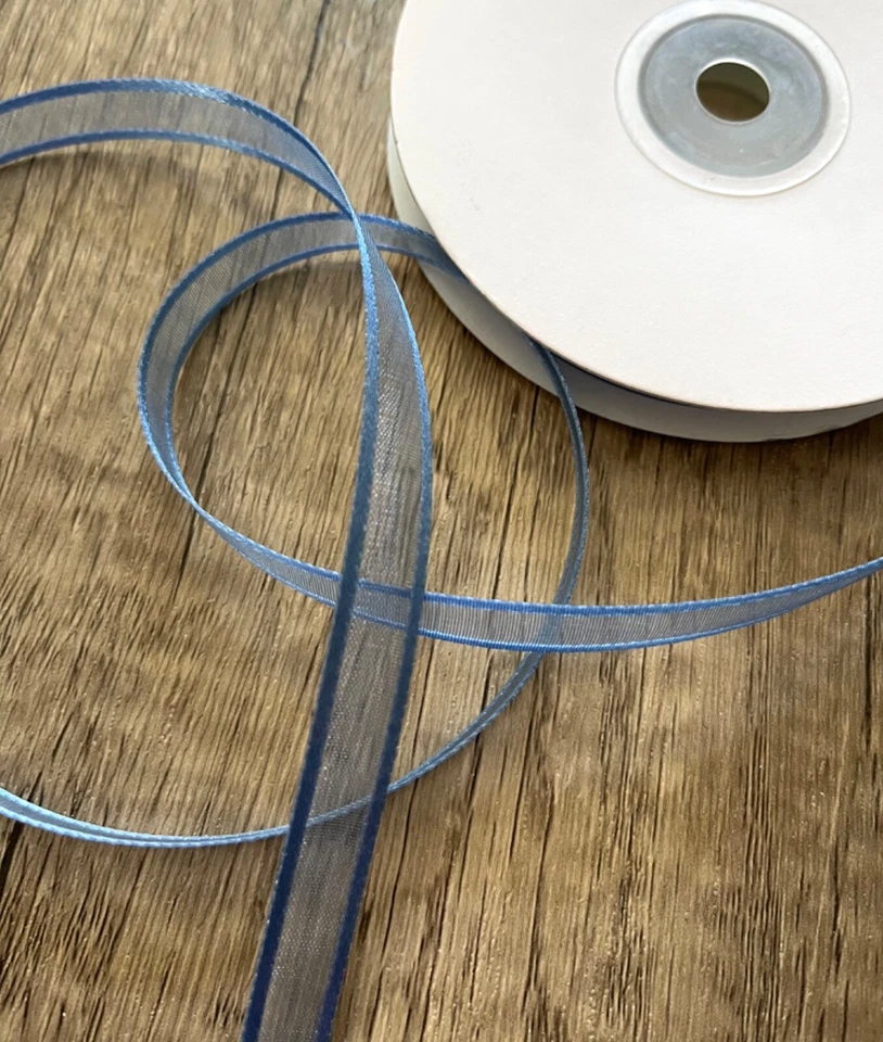 Carrete de organza transparente de 3/8" con borde satinado surtido muchos colores 25 yardas Foto 1 de 1