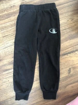 champion youth kids unisex size medium jogger sweatpants black logo - Imagem 1 de 3