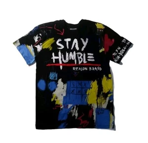 Herren Reason 100 % authentisches T-Shirt Größe Medium mehrfarbig Stay Humble schwarz - Bild 1 von 5