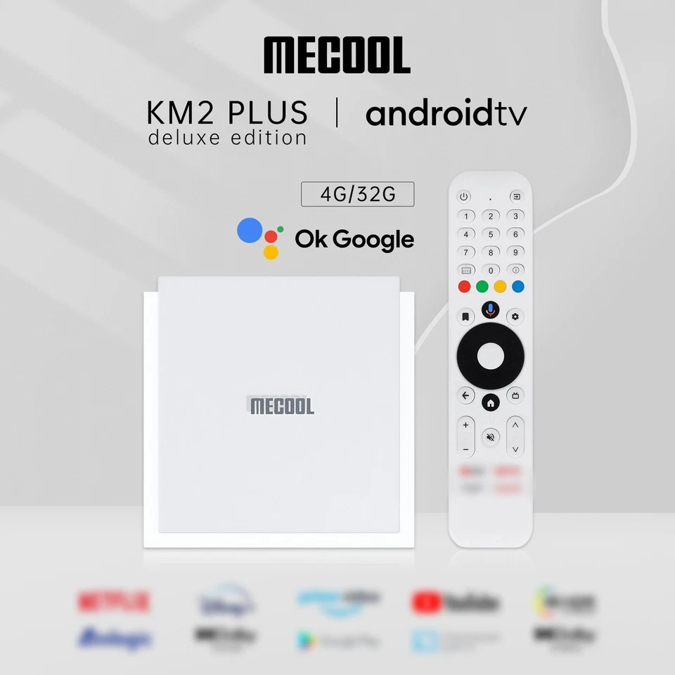 Mecool KM2 Plus Deluxe Smart Android tv box 4GB 32GB Voice control media player - Image 1 of 4