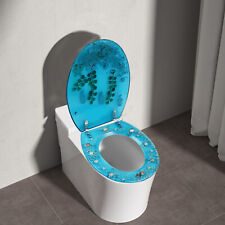 Resin U V type Toilet Seat Aquarium Seat Blue Sea Fish Shells Shape Toilet Seat