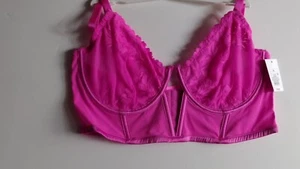 AUDEN SIZE XL PINK UNDERWIRE LACE UNLINED LONGLINE BRA NEW WITH TAGS - Picture 1 of 10
