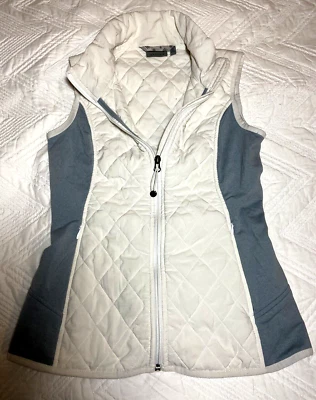 Athleta Women's Size XS White and Gray Half Puffer Sport Vest Full Zip - Image 1 of 4