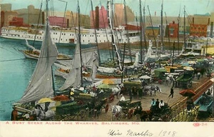Postcard Maryland MD Baltimore Wharves 1908 Rooks Sharon Cancel  - Picture 1 of 2