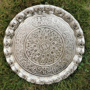 Vassoio da portata caffè turco ottomano tè zama stile vintage antico diapositiva 35 cm - Foto 1 di 14