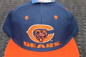 Vintage Chicago Bears Hat Cap Eastport Snap Black Logo Blue Orange NFL Front Row - Picture 1 of 13