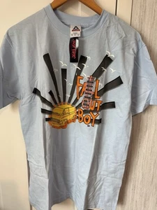 Vintage 2000s Hot Topic Fall Out Boy Light Blue Punk T-Shirt Large Rare - Picture 1 of 3