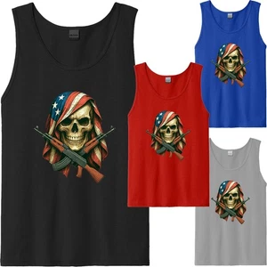 Camiseta sin mangas con bandera calavera terror militar americano para hombre EE. UU. Nuevo regalo unisex - Imagen 1 de 8