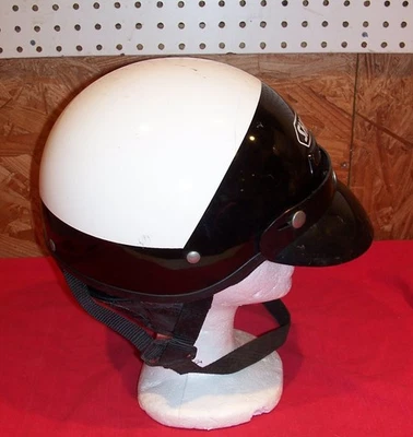 Vintage SHOEI Motorcycle Half Helmet Black White Highway Patrol Look Size Large - Image 1 of 4