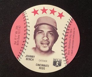 1976 JOHNNY BENCH BASEBALL CARD ROUND DISC BLANK BACK MINT RANGE RARE - Picture 1 of 2