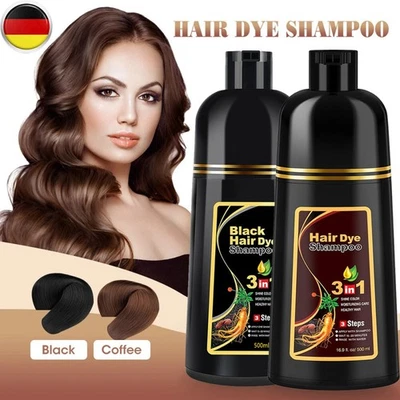 IIIMEIDU Verdunkelung Schwarzes Braun Haarfarbe Shampoo Haar Färben Black Hair Dye 500ml