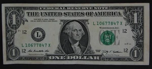 2009 $1 (ONE DOLLAR) - NOTE - L / X BLOCK - Picture 1 of 2