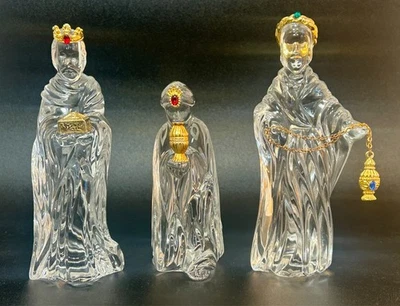 Gorham Germany Crystal Three Wise Men Nativity Set Gold Accents Jewels READ - Image 1 of 4