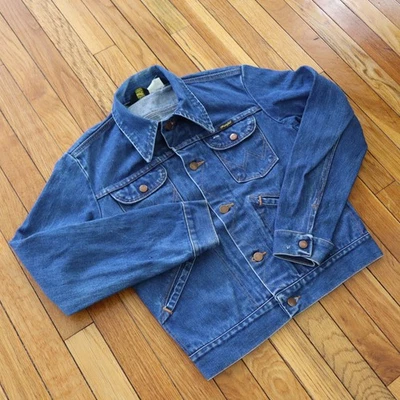 Chaqueta de Camionero Denim Wrangler De Colección Para Hombres 36 XS Sanforizada Hecha en EE. UU. Años 70 80 Foto 1 de 4