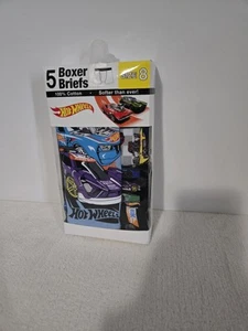 Boys Hot Wheels 5 Pr. Boxer Briefs 100%Cotton Size 8 Brand New - Picture 1 of 4