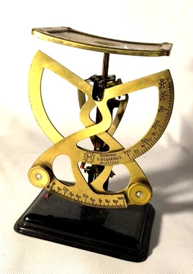 Ancien Pèse Lettre Colombus Bilatéral Échelle De Lettres Vintage - Photo 1/4