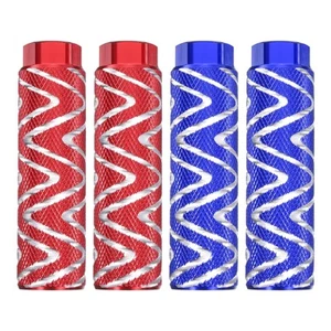 2 Pairs Aluminum Alloy Bike Pegs Anti-Skid for 3/8" Axles,Red & Blue - Picture 1 of 6