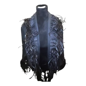 Giacca donna vintage Lorain Croft in piuma di struzzo con rifiniture M - Foto 1 di 11