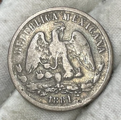 1881 Cn D Mexico 50 Centavos Silver Coin RARE High Value - Image 1 of 4
