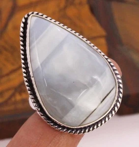 Owyhee Blue Opal 925 Silver Plated Handmade Ring of US Size 7.75 - Picture 1 of 3