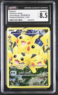 CGC 8.5 Pikachu 2016 Generations RC29/RC32 Radiant Collection Holo Pokemon Card - Image 1 of 2