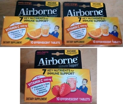 Dos nuevos paquetes de tabletas efervescentes aerotransportadas de 10 unidades, naranja, exp. 26/08 y 27/01 Foto 1 de 4