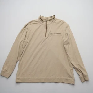 Cabela's Mens 1/4 Zip Pullover Sweater Size 2XLT Tall Beige 100% Cotton - Picture 1 of 8