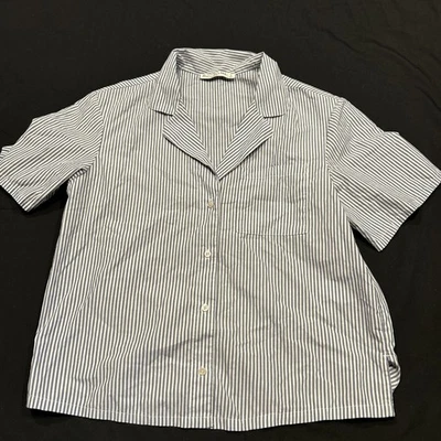 Abercrombie & Fitch Womens S Pajama Style Shirt  Blue White Striped A43 - Image 1 of 3