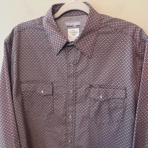 Wrangler Wrancher Pearl Snap Langarm Button Down Herren Large grau rot weiß - Bild 1 von 7