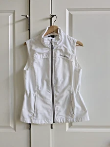 Eddie Bauer Vest Women M White Cinch Waist Lightweight Water Resistant Full Zip - Picture 1 of 9