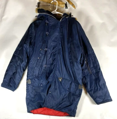 Rare VTG USA Woolrich 1960s Blue Kodiak Parka Genuine Fur S Gorpcore Warm Unique - Image 1 of 4