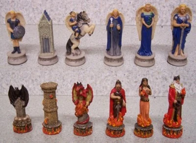 Chess Set Heavenly Blue Angels versus The Underworld NEW 3" Kings - Image 1 of 2