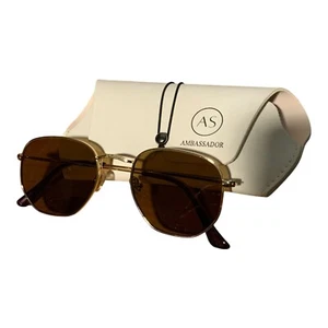 Ambassador Bryanna Collection Jet Brown Aviator Sunglasses 53-21-145 NWOT Unisex - Picture 1 of 10