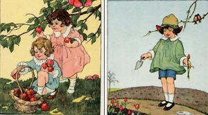 C1920 Cute Girl Garden Max Voigt Advertising Ink Blotter LOT Watertown Wisconsin - Picture 1 of 5