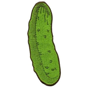 Green Pickle Food Patch Sour Salty Chamoy Embroidered Iron On - Picture 1 of 2
