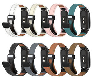 Leather+Magnetic Metal Clasp Watch Strap Band For Xiaomi Mi Band 8 7 6 5 4 3