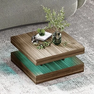 Square LED Coffee Table Engineered Wood Low Coffee Table for Living Room Grey - Picture 1 of 10