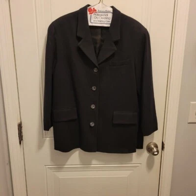 Women's Jones of New York Career Jacket 100% Wool Lined - Size 12 P - Black - Image 1 of 2